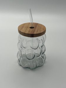 لیوان حبابی درب چوبی نی دار