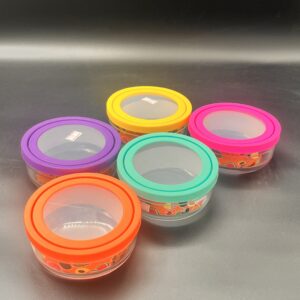 کاسه شیشه ای درب سیلکونی رنگی(بزرگ)